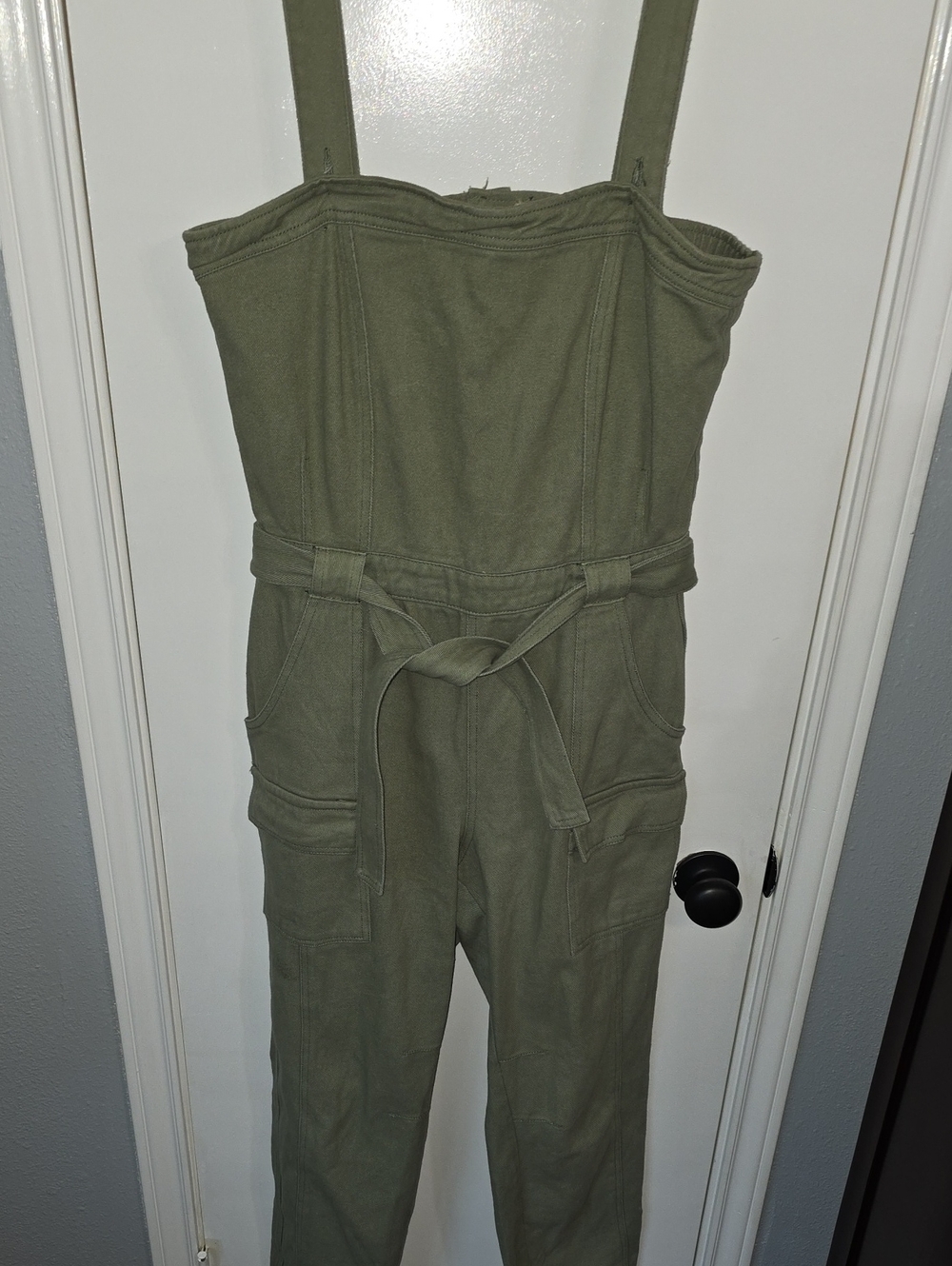 Chelsea & Violet Olive Green Utility Strap Jumpsuit